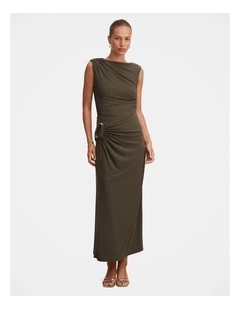 Fiora Hardware Jersey Midi Dress in Green