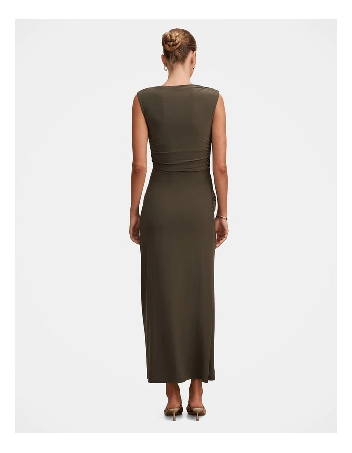 Fiora Hardware Jersey Midi Dress in Green image 2