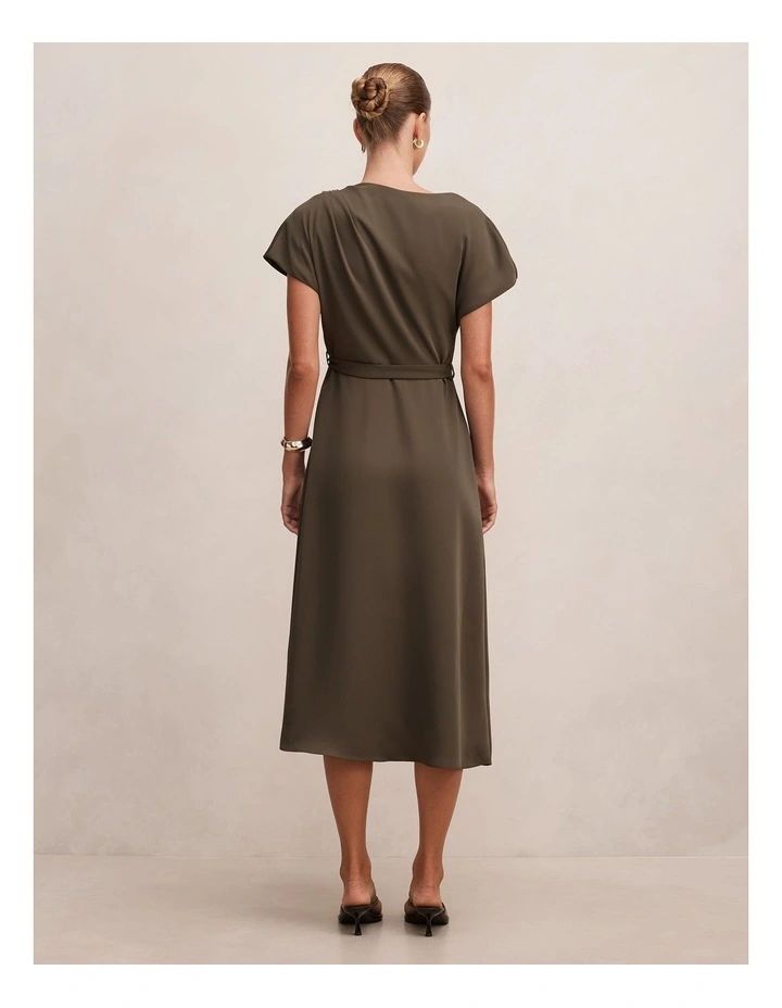 Kylee Button Neck Dress in Green image 2