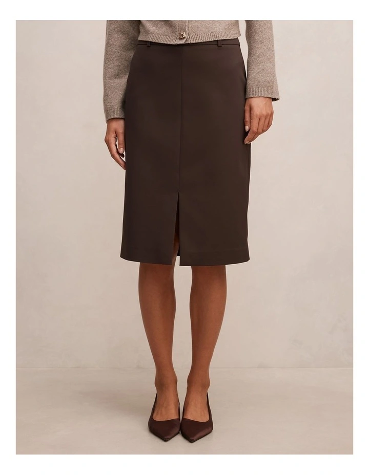 Lucy Belted Pencil Skirt in Brown image 1
