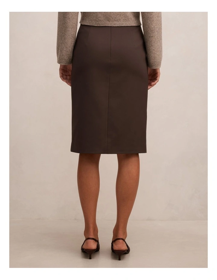 Lucy Belted Pencil Skirt in Brown image 2