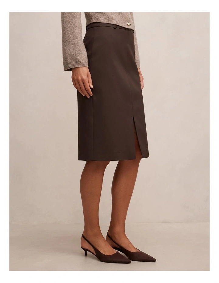 Lucy Belted Pencil Skirt in Brown image 3