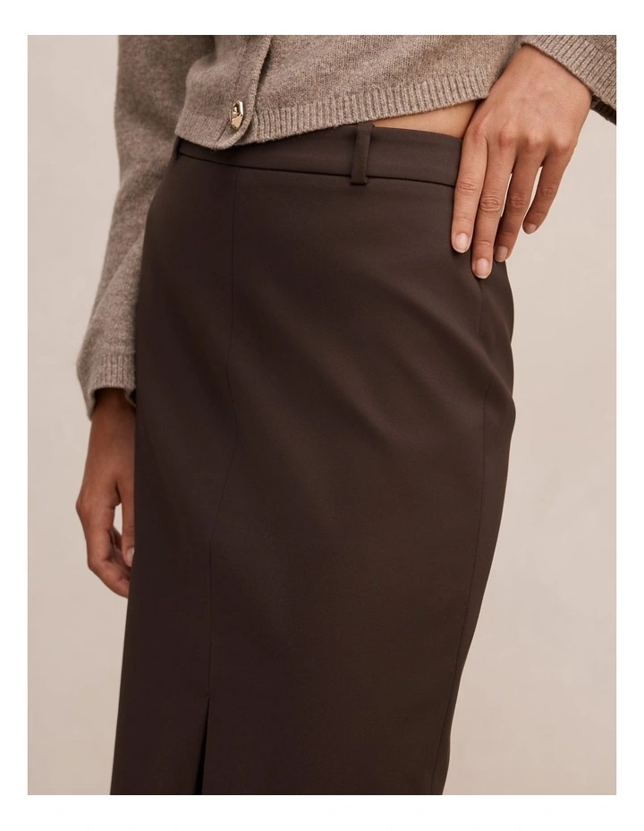 Lucy Belted Pencil Skirt in Brown image 4