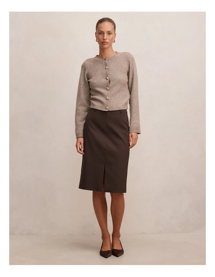 Lucy Belted Pencil Skirt in Brown image 5