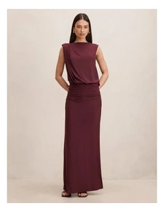Leni Draped Backless Dress in Purple