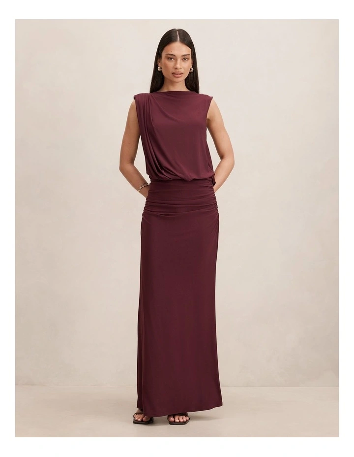 Leni Draped Backless Dress in Purple image 1