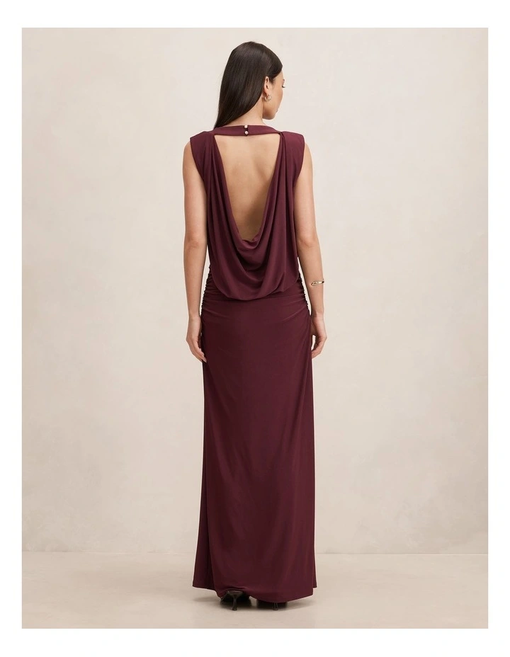 Leni Draped Backless Dress in Purple image 2