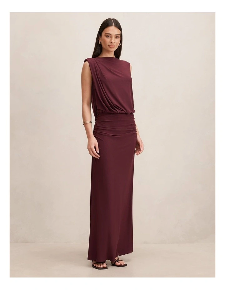 Leni Draped Backless Dress in Purple image 3