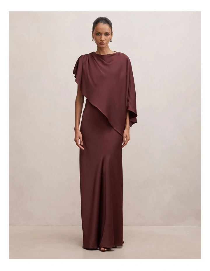 Zinnia Cape Maxi Dress in Dark Plum image 1