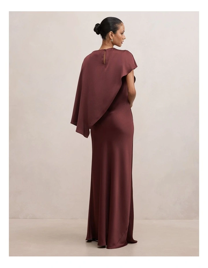 Zinnia Cape Maxi Dress in Dark Plum image 2