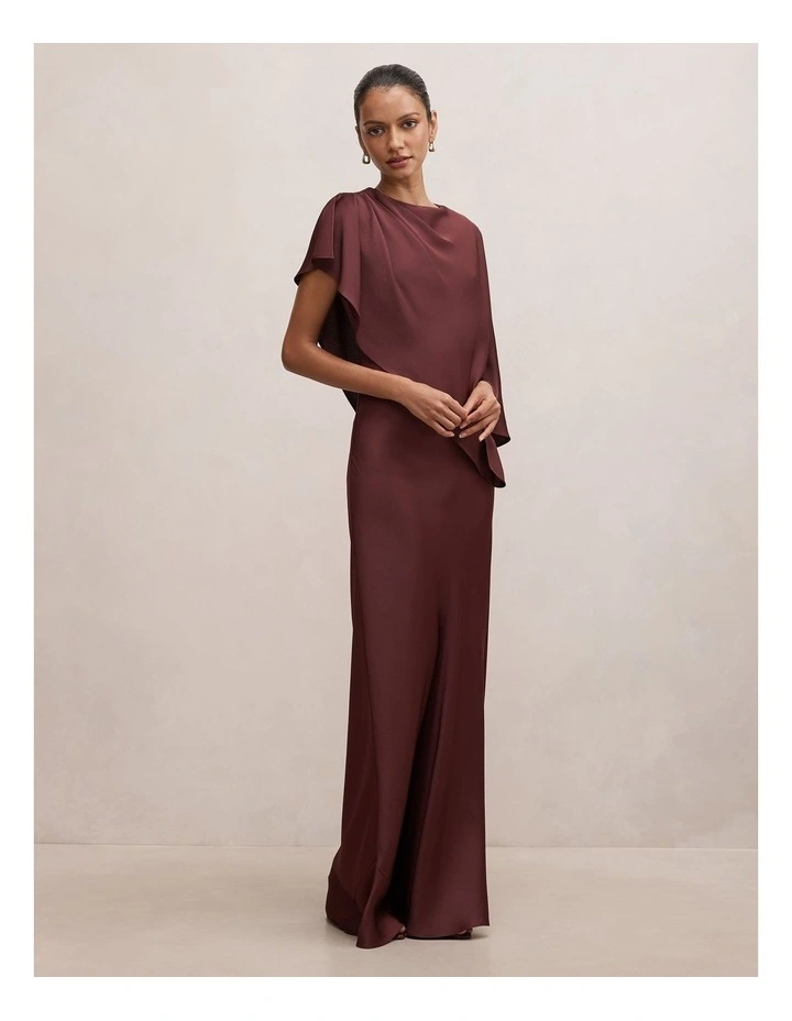 Zinnia Cape Maxi Dress in Dark Plum image 3