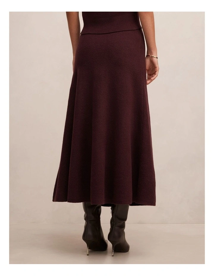 Elliotte Knitted Full Midi Skirt in Plum image 2