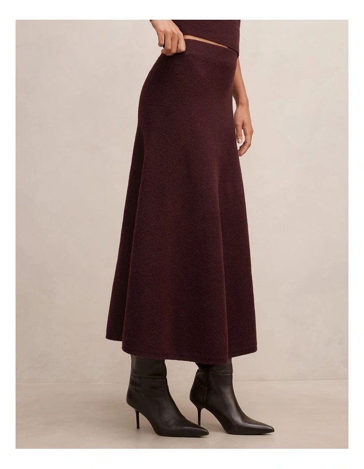 Elliotte Knitted Full Midi Skirt in Plum image 3