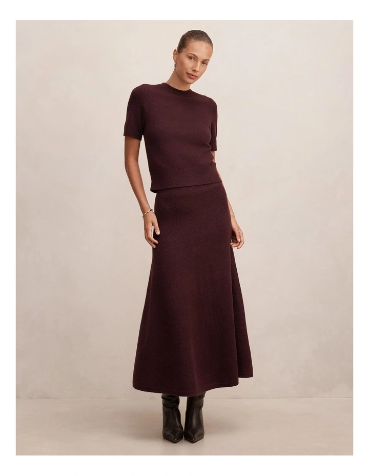 Elliotte Knitted Full Midi Skirt in Plum image 5