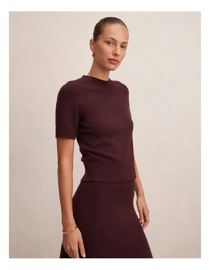 Elliotte Knitted T-shirt in Plum image 3