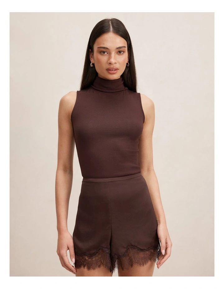 Kate Roll Neck Tank Top in Chocolate image 1