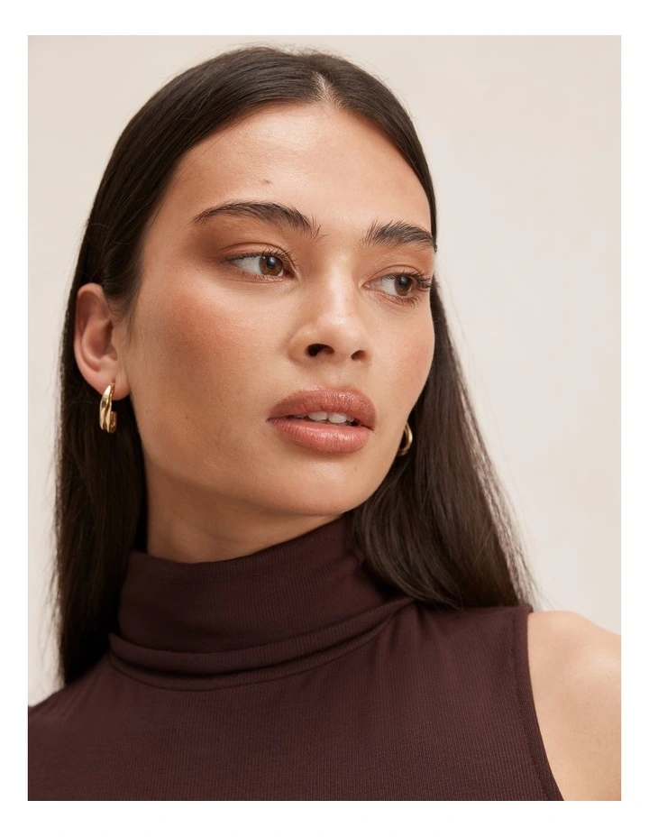 Kate Roll Neck Tank Top in Chocolate image 4