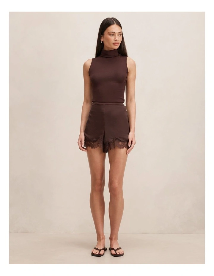 Kate Roll Neck Tank Top in Chocolate image 5