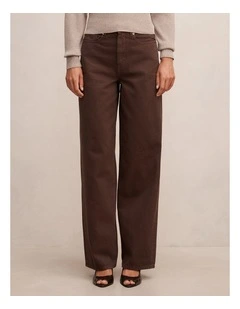 Gia High Rise Wide Leg Jeans in Chocolate