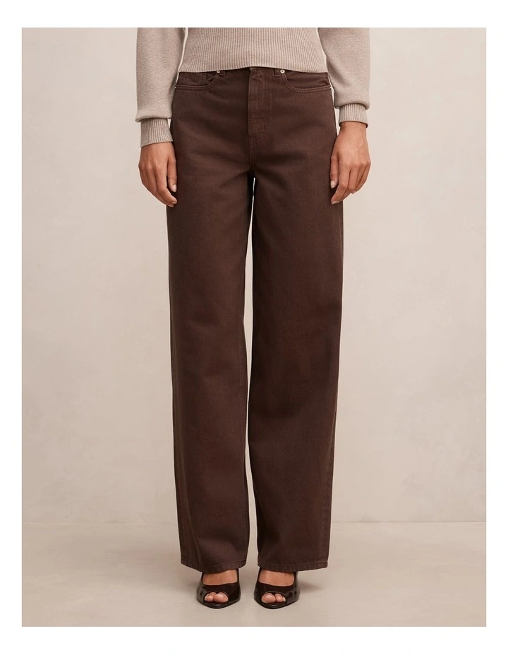 Gia High Rise Wide Leg Jeans in Chocolate image 1