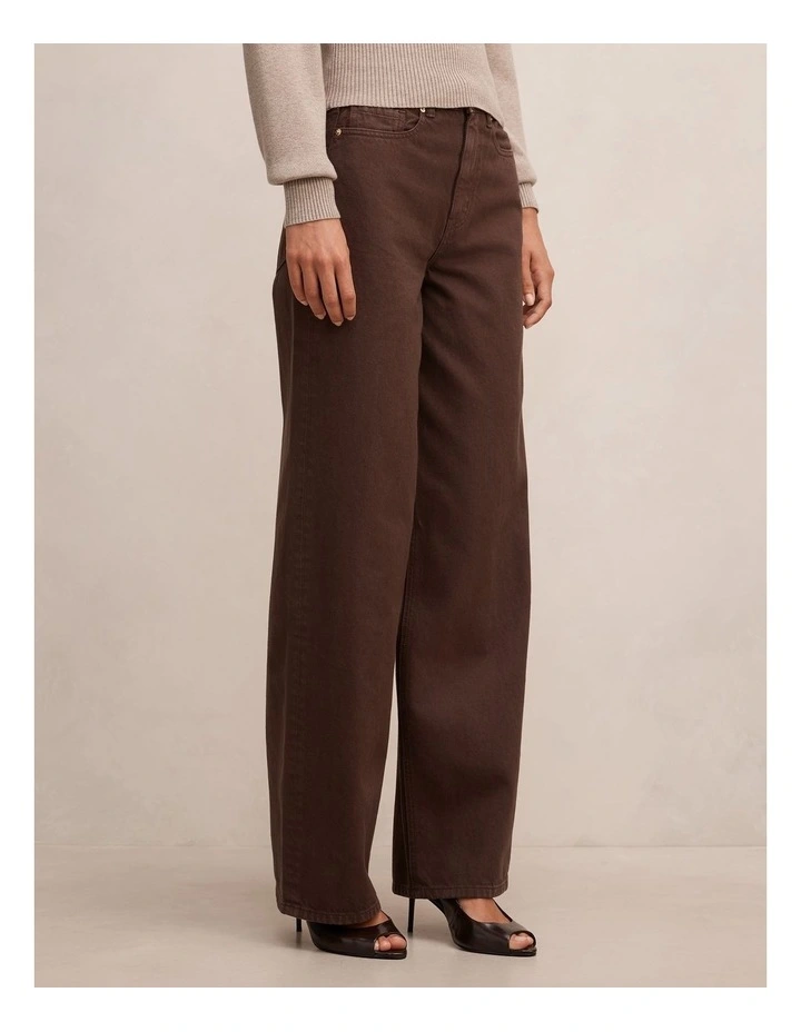 Gia High Rise Wide Leg Jeans in Chocolate image 3