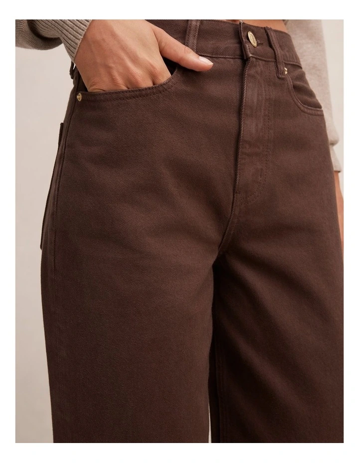 Gia High Rise Wide Leg Jeans in Chocolate image 4