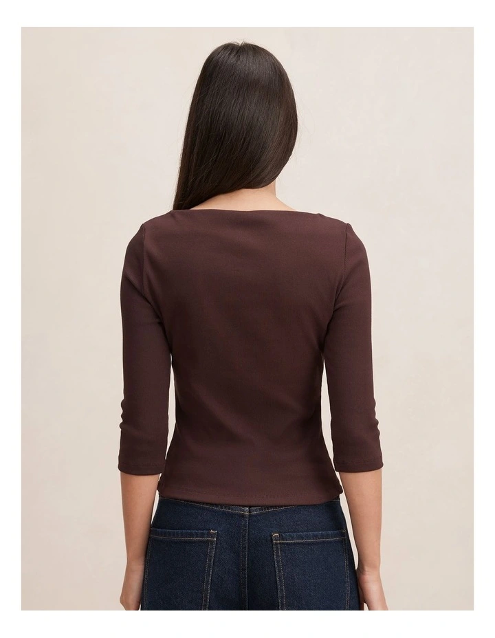Starlette 3/4 Sleeves Top in Chocolate image 2