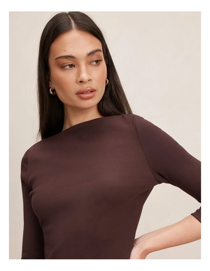 Starlette 3/4 Sleeves Top in Chocolate image 4