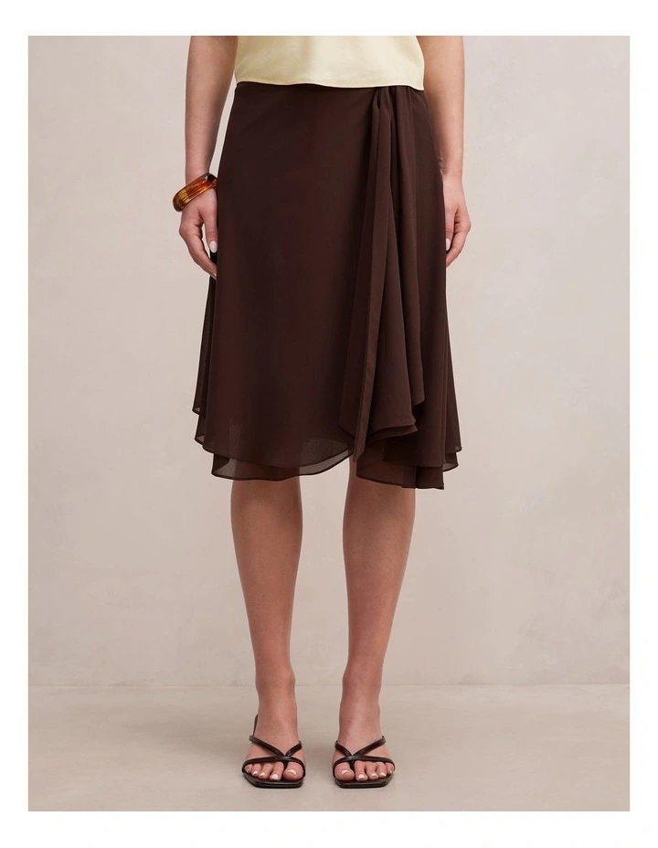 Rae Tie Midi Skirt in Chocolate image 1