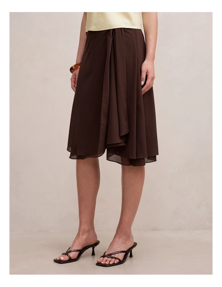 Rae Tie Midi Skirt in Chocolate image 3