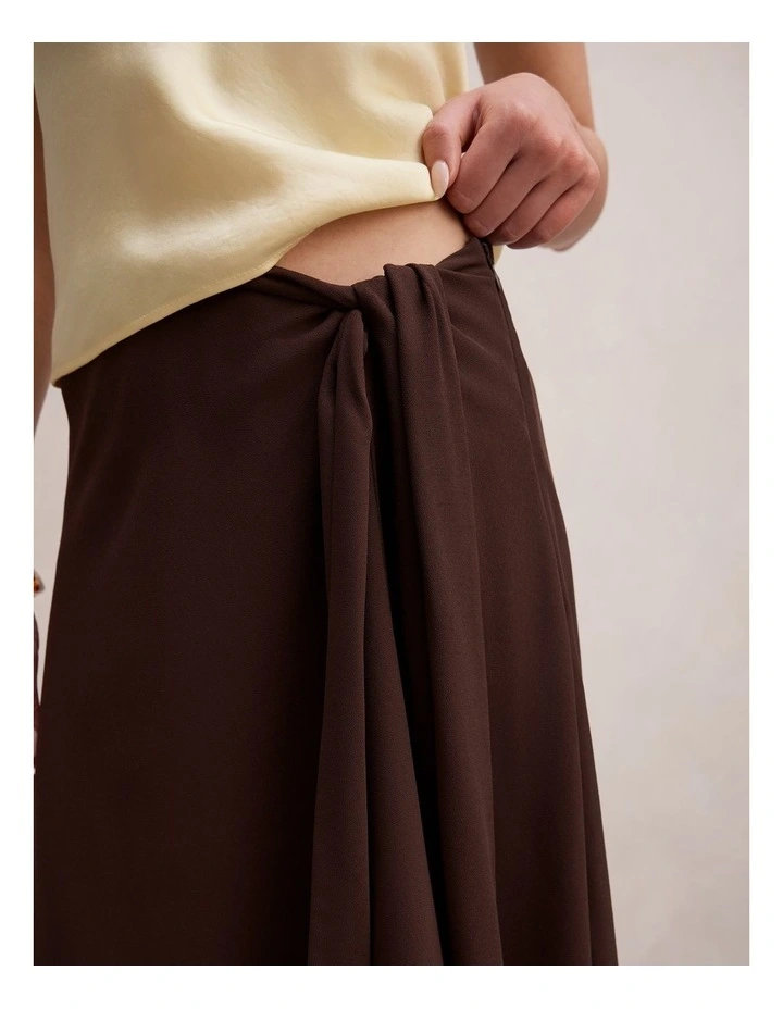 Rae Tie Midi Skirt in Chocolate image 4