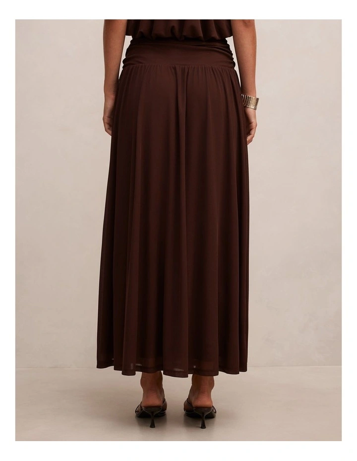 Layne Gathered Basque Maxi Skirt in Rich Chocolate image 2