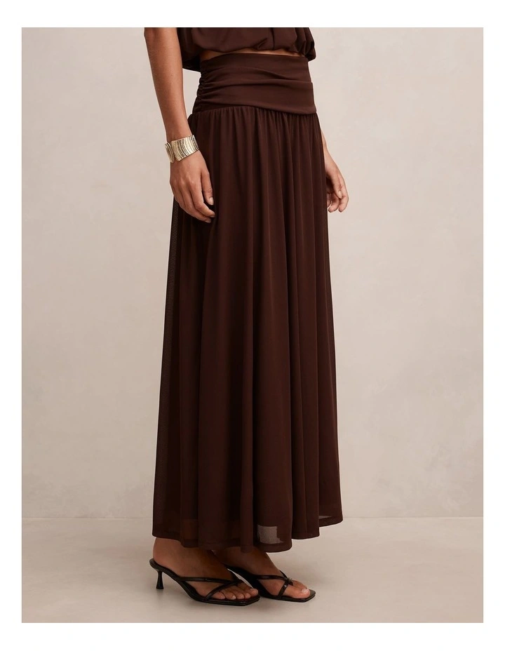 Layne Gathered Basque Maxi Skirt in Rich Chocolate image 3