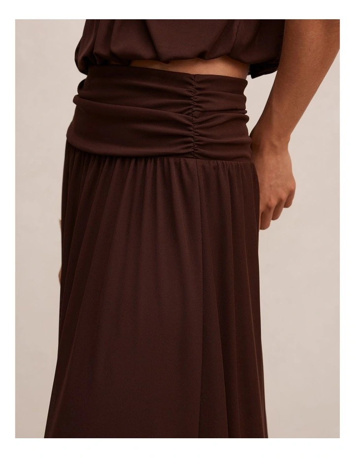 Layne Gathered Basque Maxi Skirt in Rich Chocolate image 4