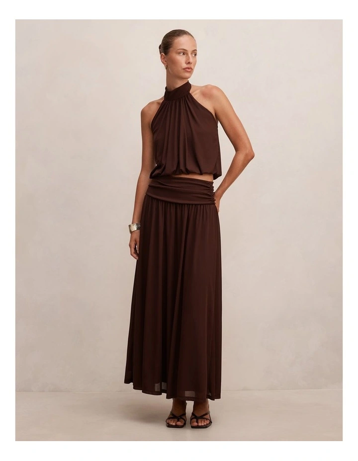 Layne Gathered Basque Maxi Skirt in Rich Chocolate image 5