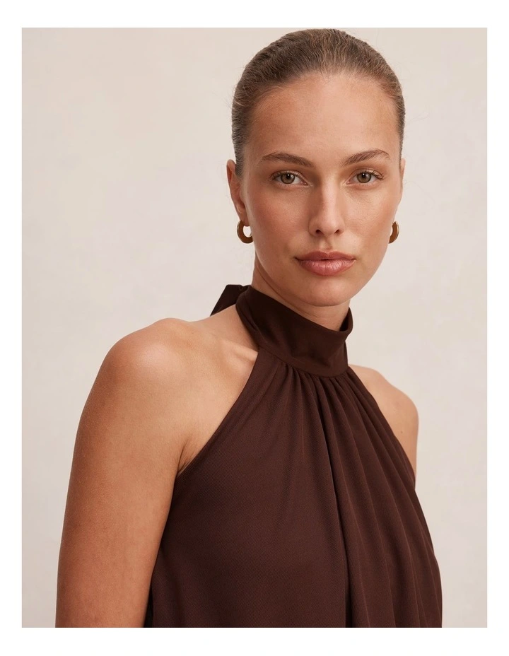 Layne Bubble Waist Halter Neck Top in Rich Chocolate image 4
