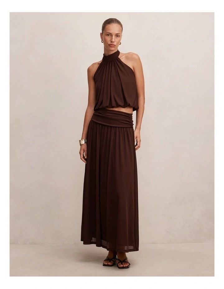 Layne Bubble Waist Halter Neck Top in Rich Chocolate image 5