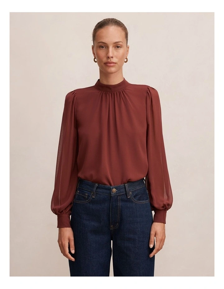 Deja Sheer Blouse in Chocolate Truffle image 1