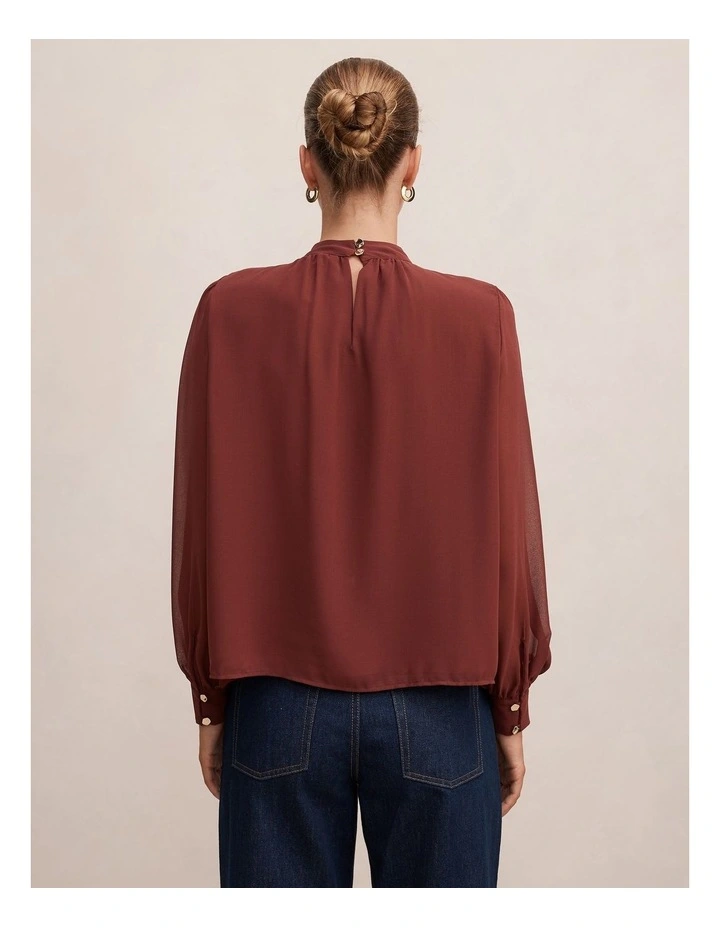 Deja Sheer Blouse in Chocolate Truffle image 2