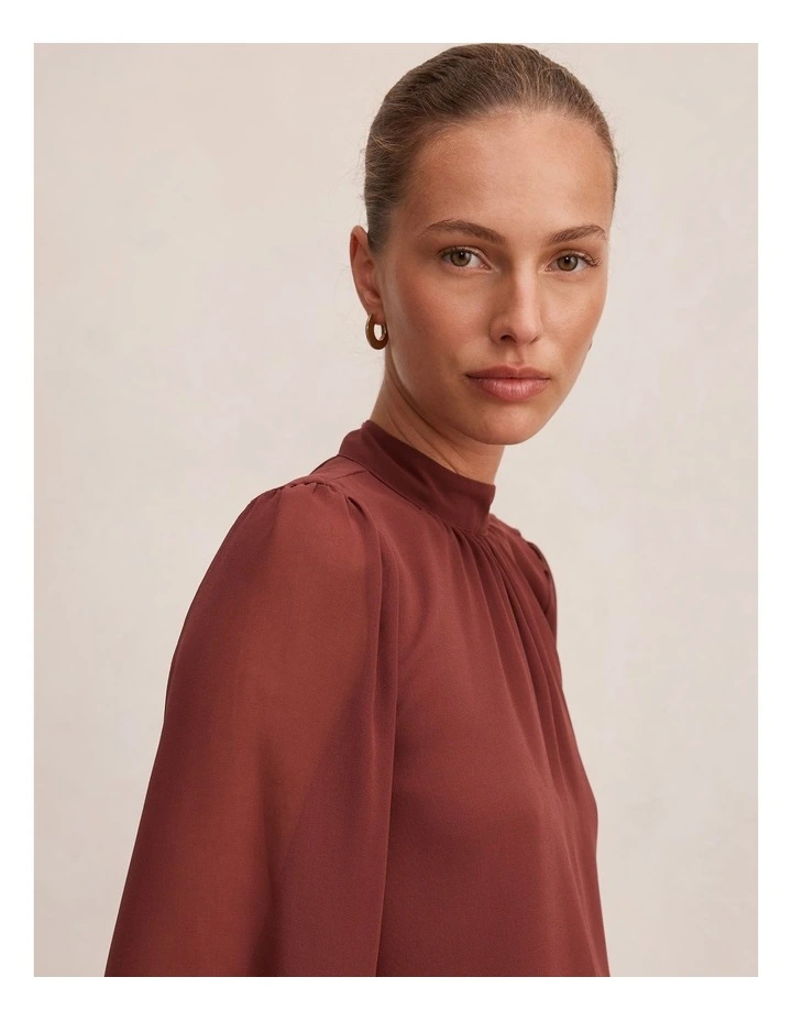 Deja Sheer Blouse in Chocolate Truffle image 4