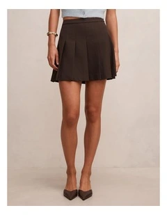 Alisha Pleated Mini Skirt in Brown