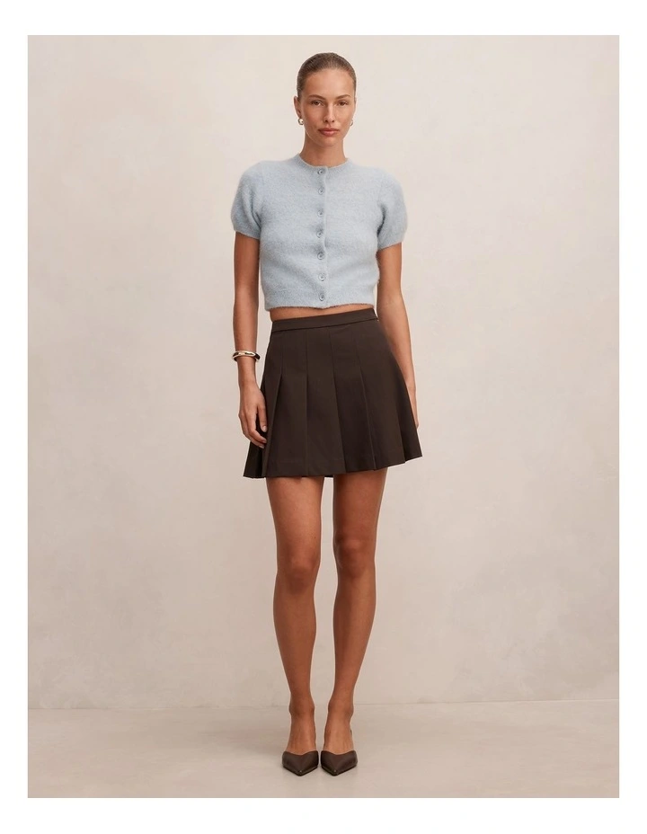 Alisha Pleated Mini Skirt in Brown image 5