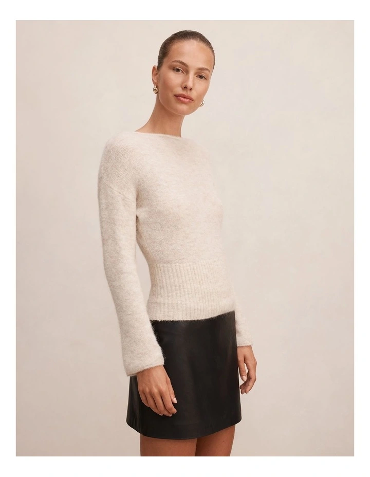 Matilda Wide Neck Jumper in Cream image 3