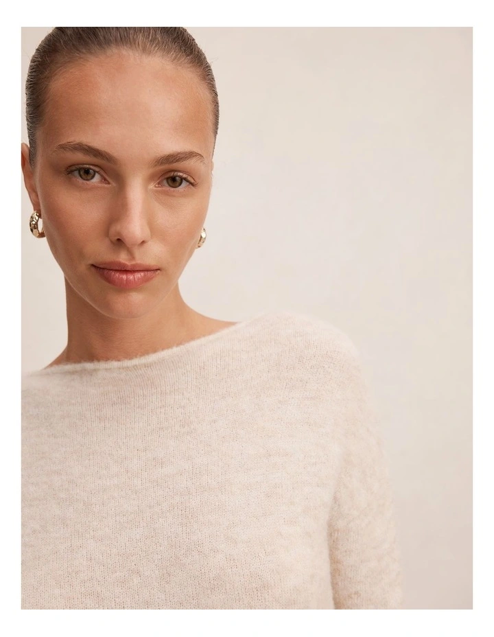 Matilda Wide Neck Jumper in Cream image 4