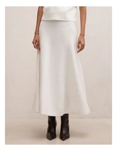 Elliotte Knitted Midi Skirt in White