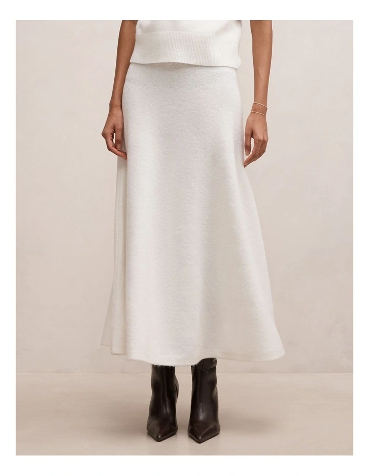 Elliotte Knitted Midi Skirt in White image 1