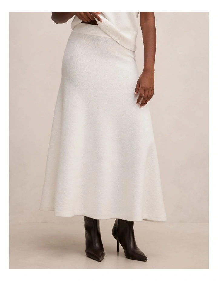 Elliotte Knitted Midi Skirt in White image 1