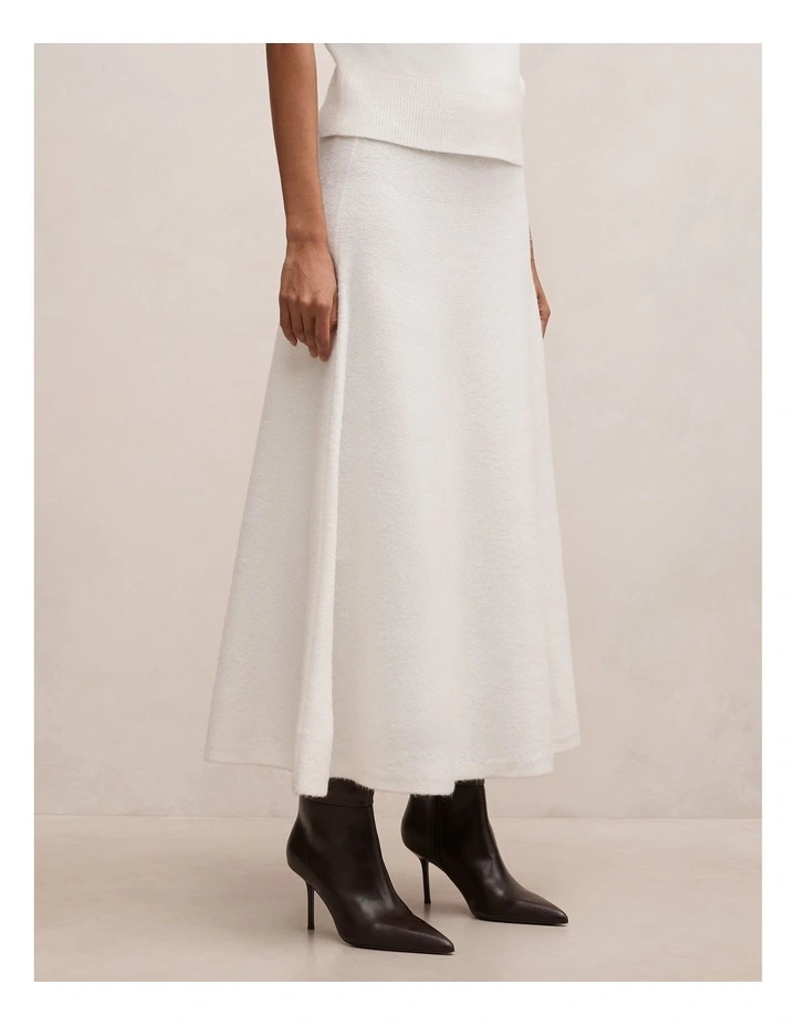 Elliotte Knitted Midi Skirt in White image 3