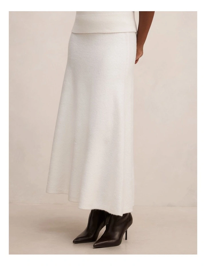 Elliotte Knitted Midi Skirt in White image 3