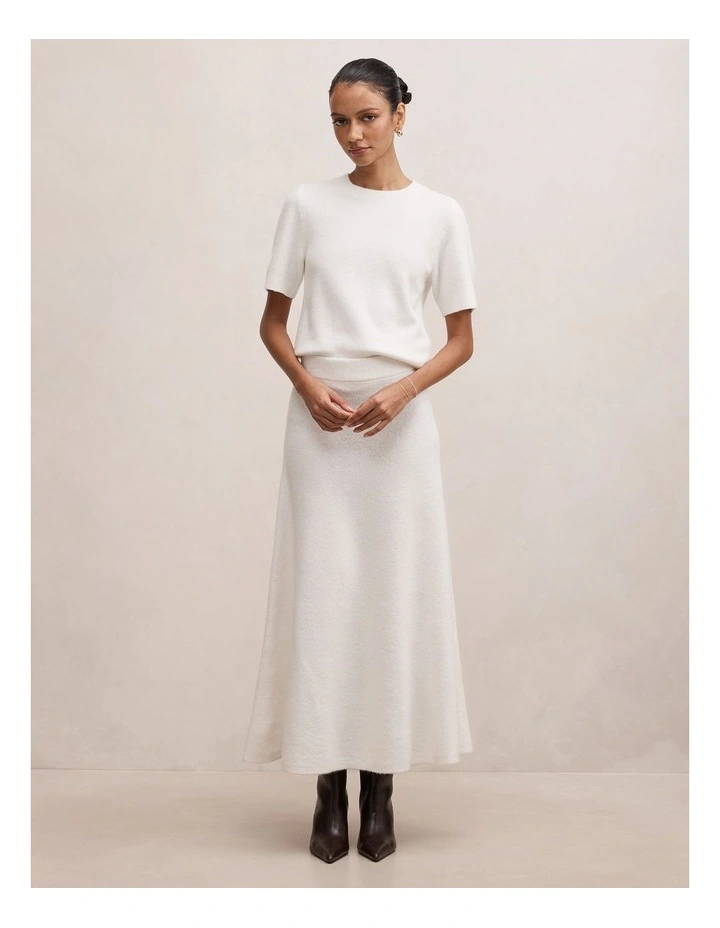 Elliotte Knitted Midi Skirt in White image 5